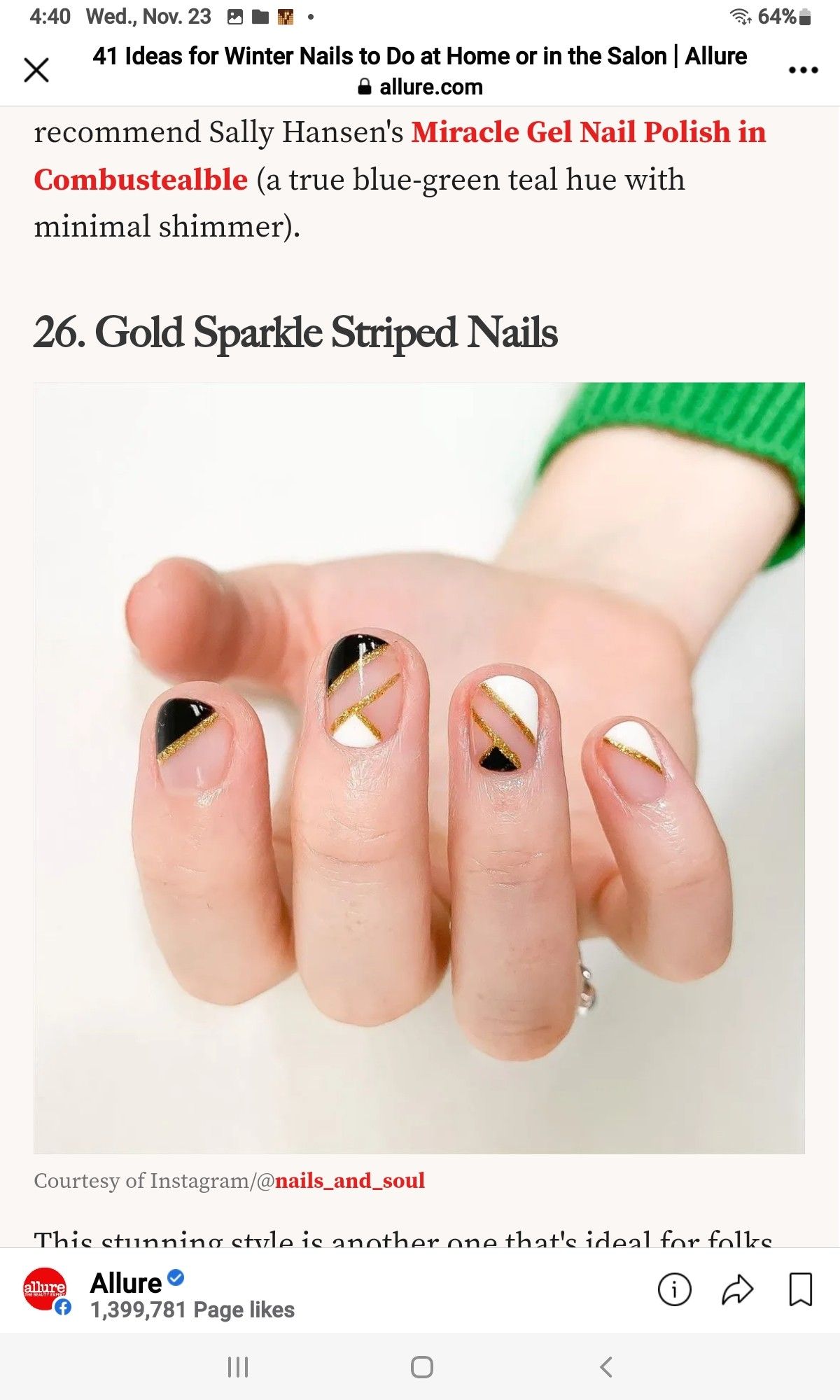 Geometric Gold Striped Nails