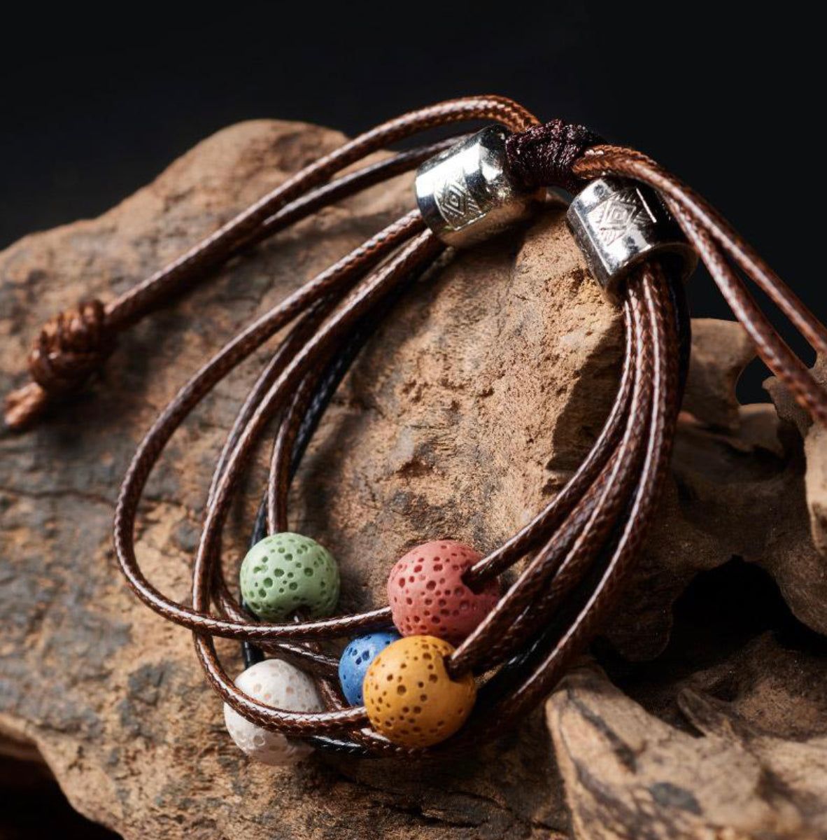 Leather Bracelet With Beads
  And Chain