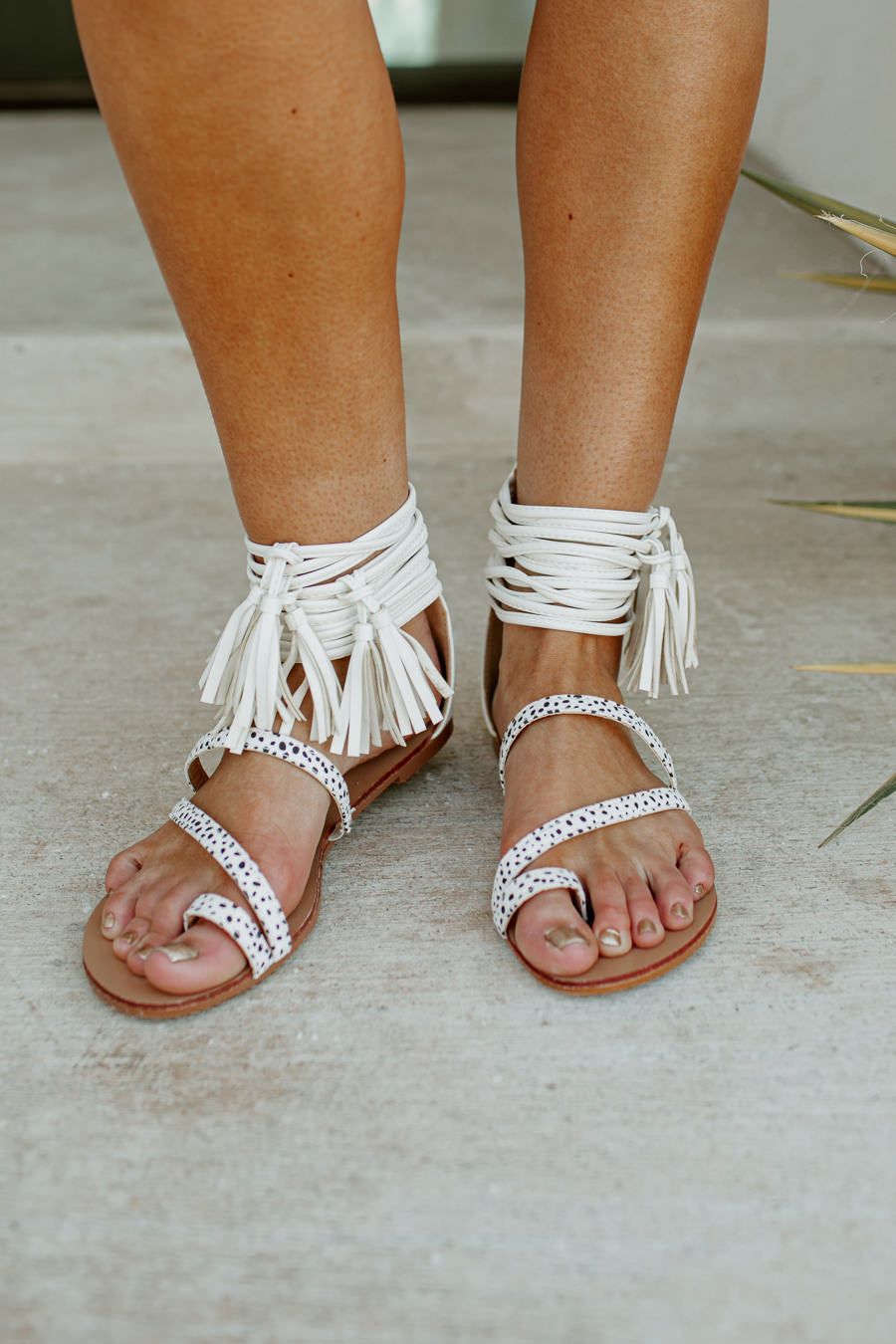 Leather Tassel Sandals