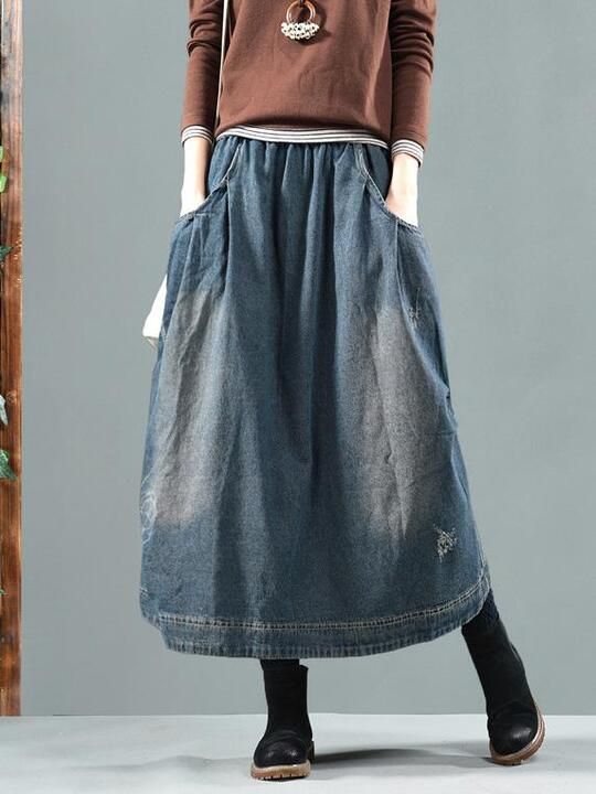 Denim Skirt Outfits For Autumn
