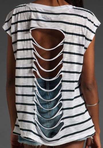 DIY Cutout Striped Shirt