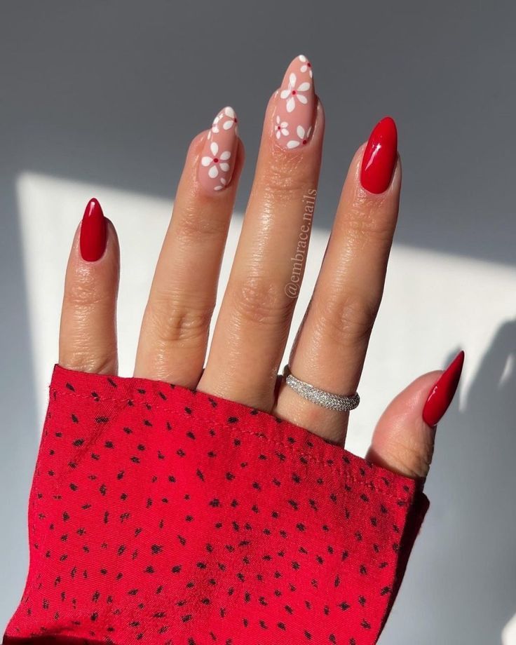Vibrant and Trendy Red Acrylic Nail Designs