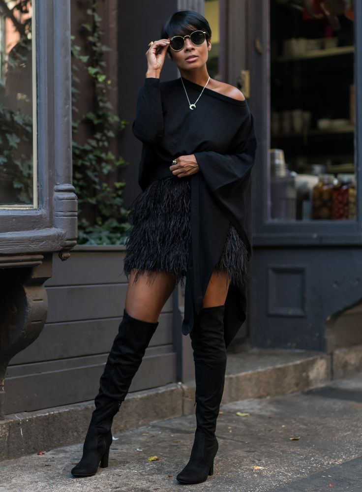 All-Black Winter Women Outfits