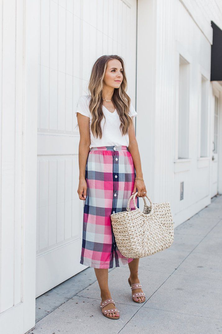 Button Front Skirt Outfits For
  Summer