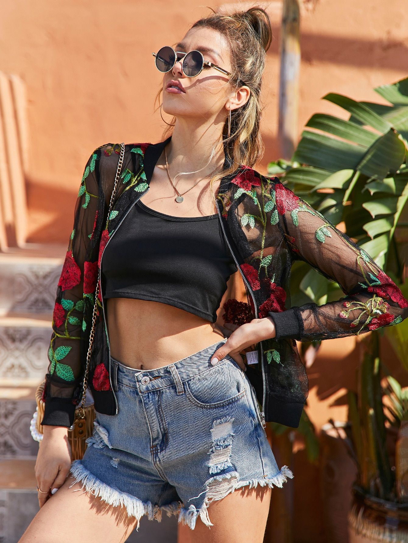 Floral Bomber Jacket Outfits