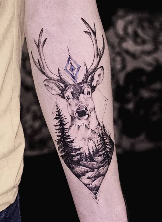 Masculine Deer Tattoo Designs for Guys