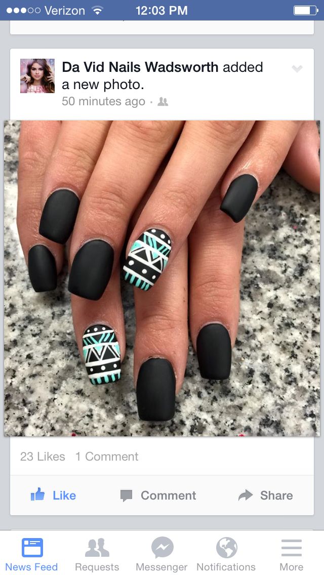 Trendy Manicure Featuring Tribal Accent Nail