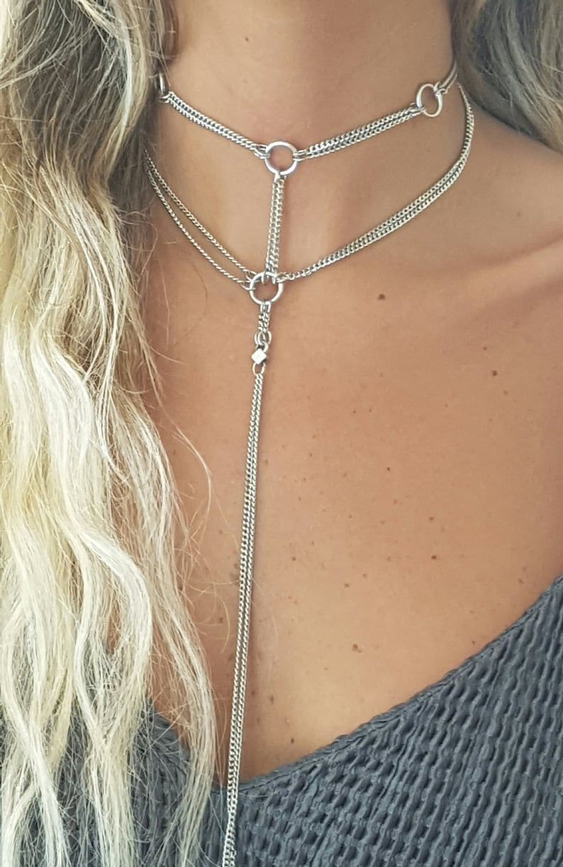 Long O-Ring Double Chain
  Necklace