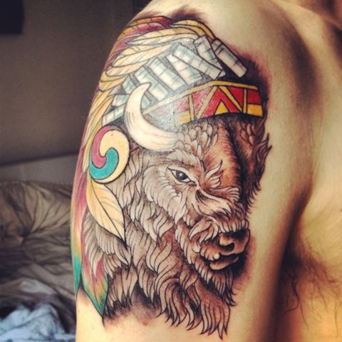 Bison Tattoo Ideas For Men