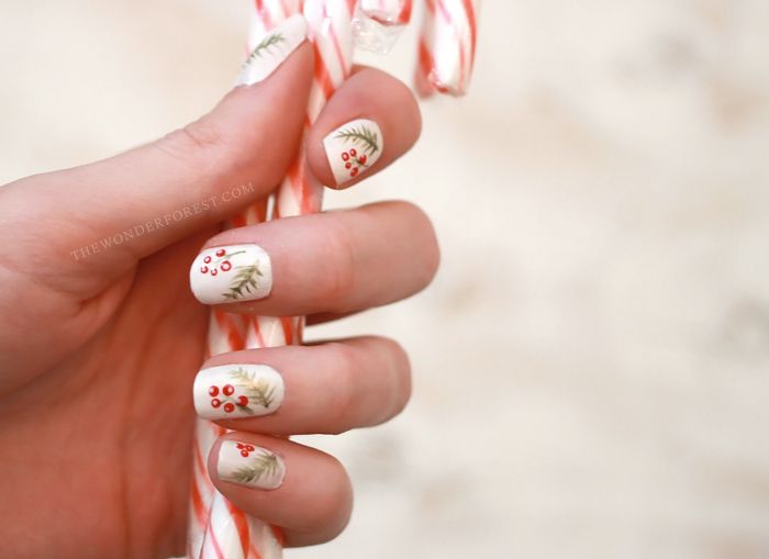 Holiday Nail Art With Spruce
  And Berries