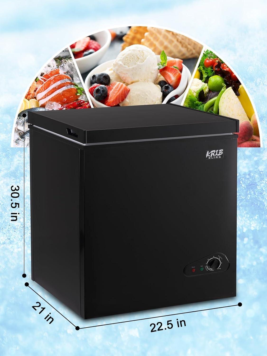 KRIB BLING 5.0 cu.ft Chest Freezer: Quiet, Compact & ⁢Versatile