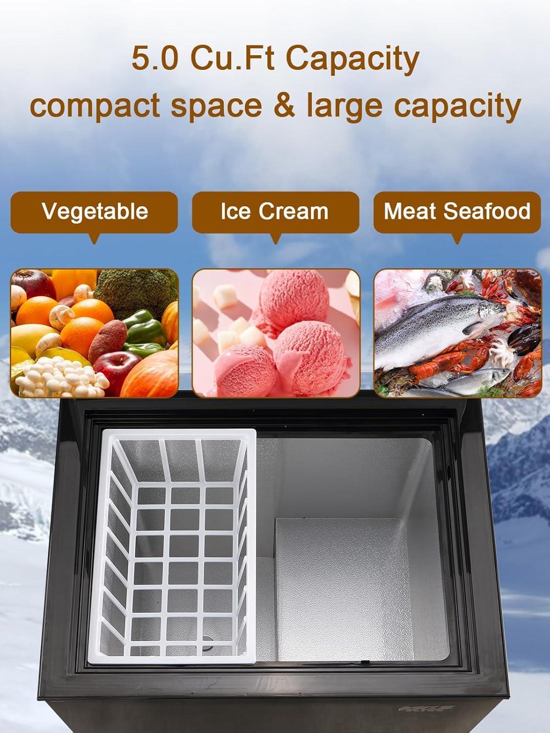 KRIB BLING 5.0 cu.ft Chest Freezer: Quiet, Compact & ‍Versatile