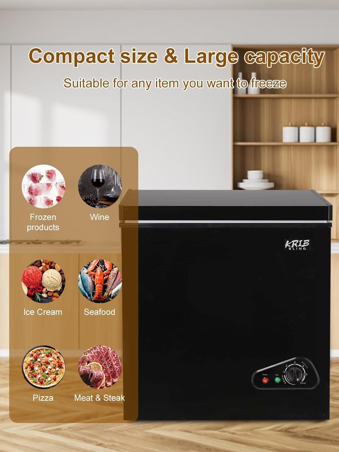 KRIB BLING 5.0 cu.ft ​Chest ‌Freezer: Quiet, Compact ‍& Versatile