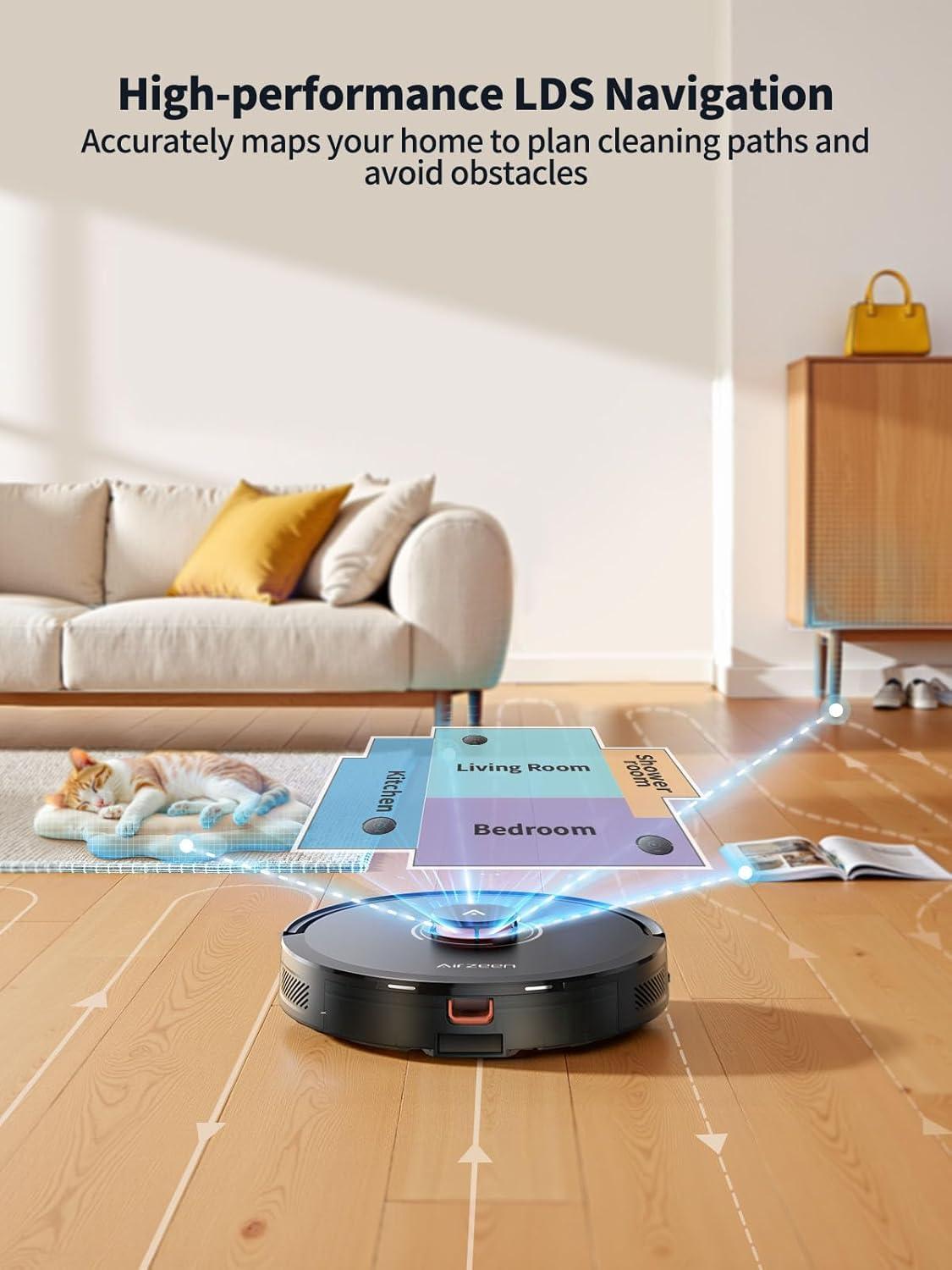 Smart Mapping & Self-Emptying Robot Vacuum for Effortless Cleaning