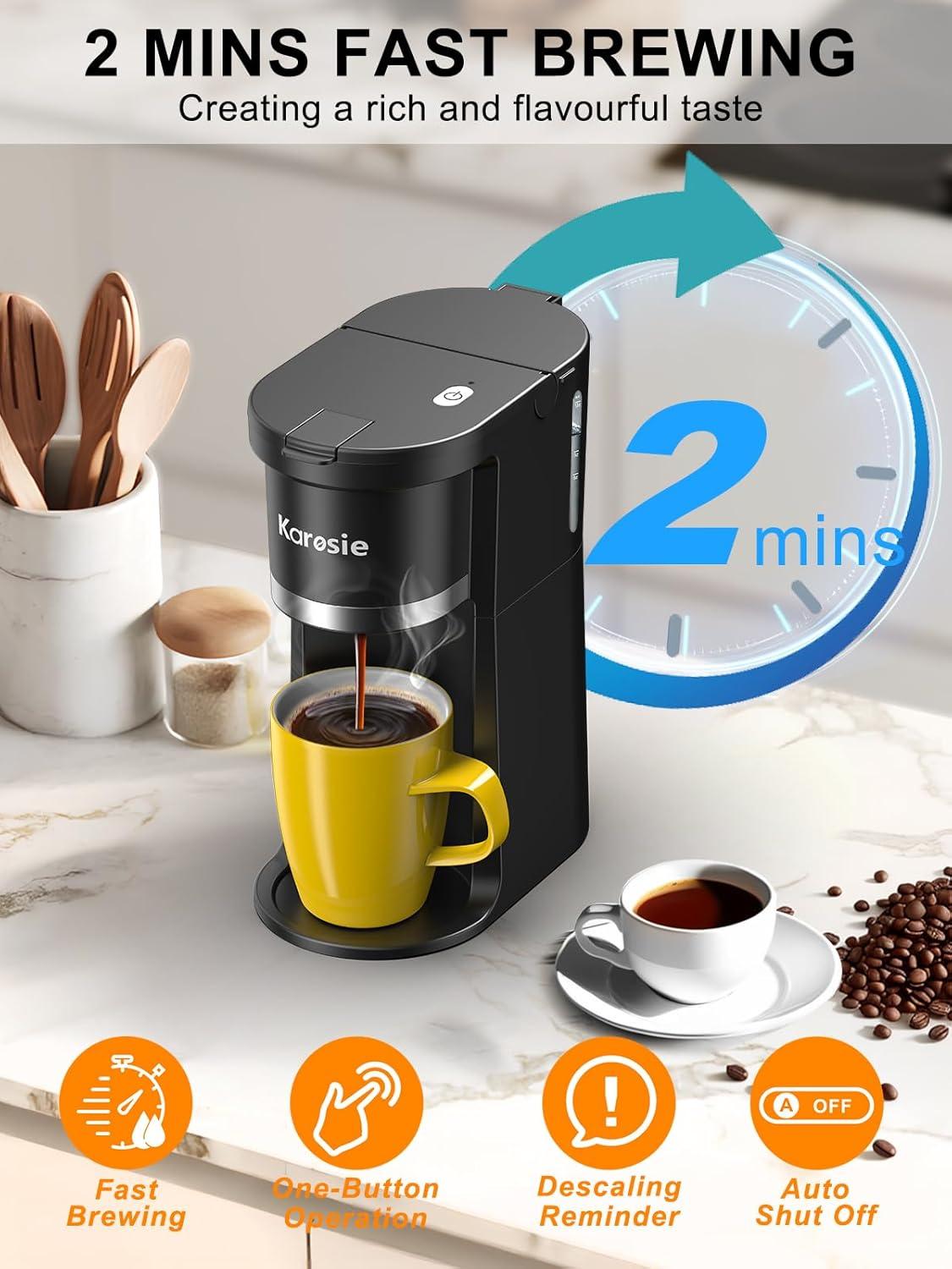 Effortless Single-Serve Coffee: Speedy, Compact & Customizable
