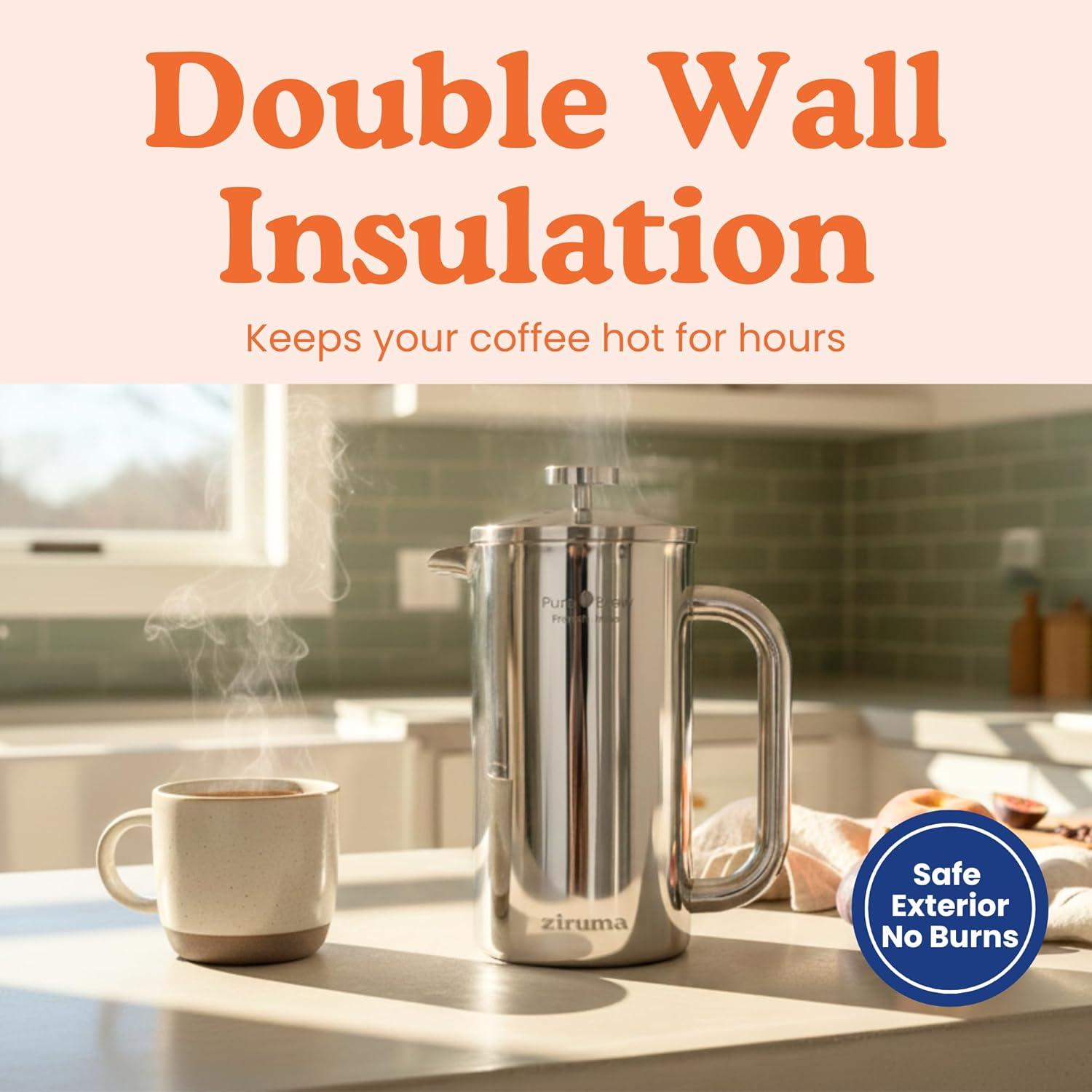 Brew Bold and Pure with Ziruma's Stainless Steel French Press