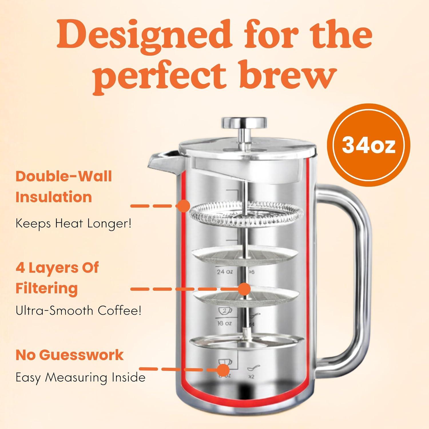 Brew Bold and Pure with Ziruma's Stainless Steel French Press