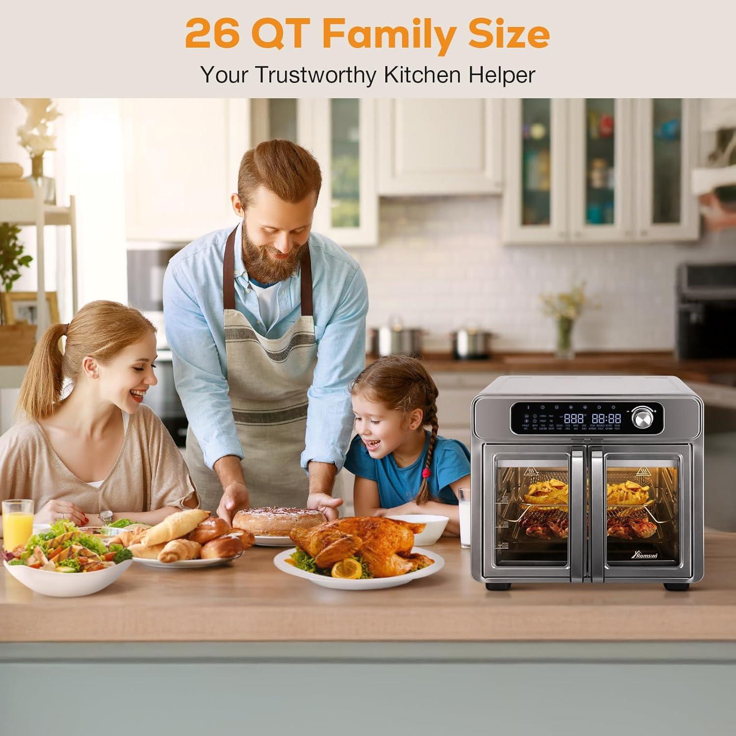 Romswi air Fryer Toaster Oven Combo: Size, Power & Presets Explored