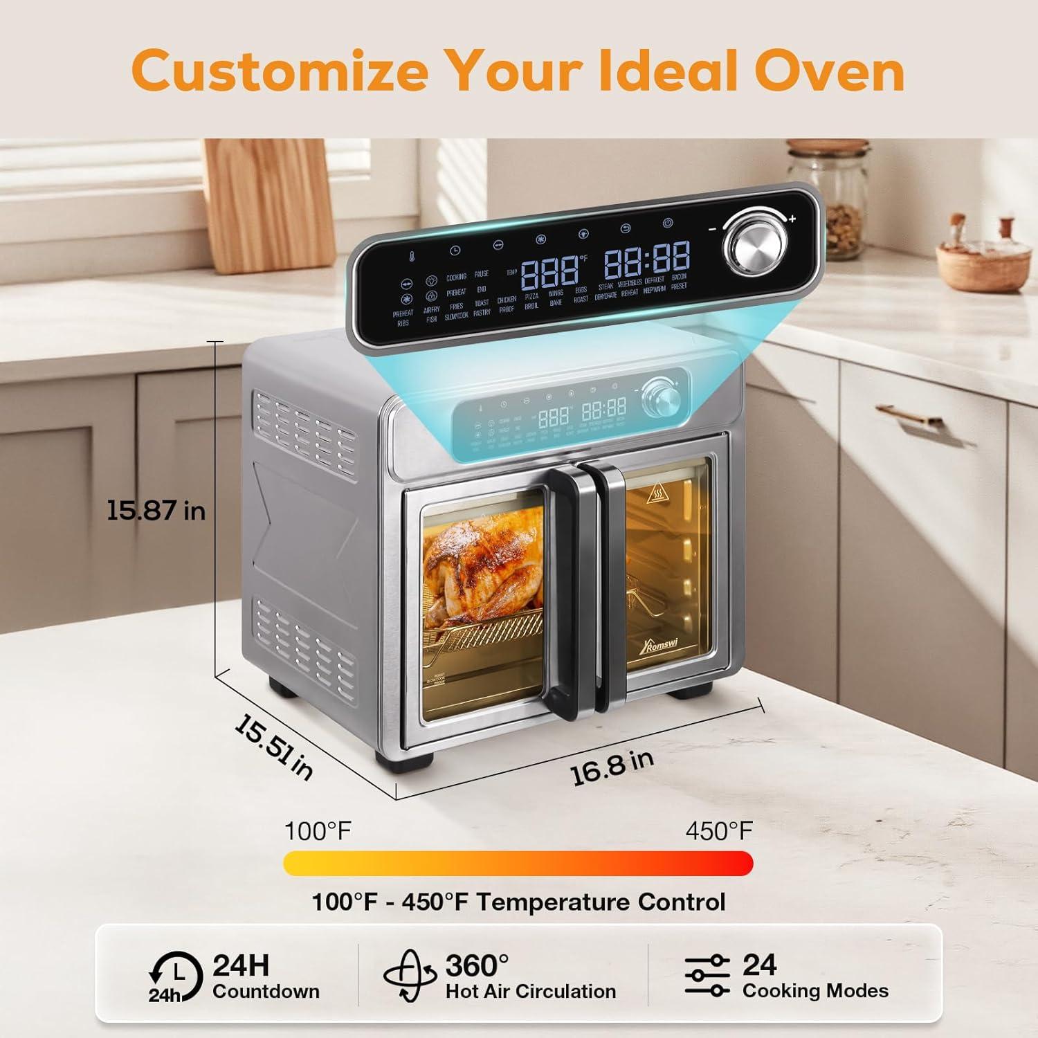 Romswi Air Fryer Toaster Oven Combo: Size, Power & Presets Explored